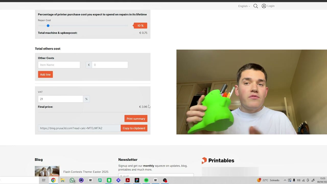 Piezas impresas en 3D listadas para vender en un marketplace de diseños