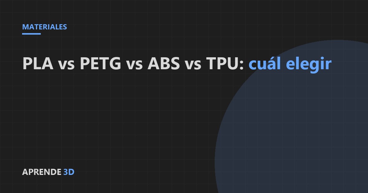 Portada del artículo: PLA vs PETG vs ABS vs TPU