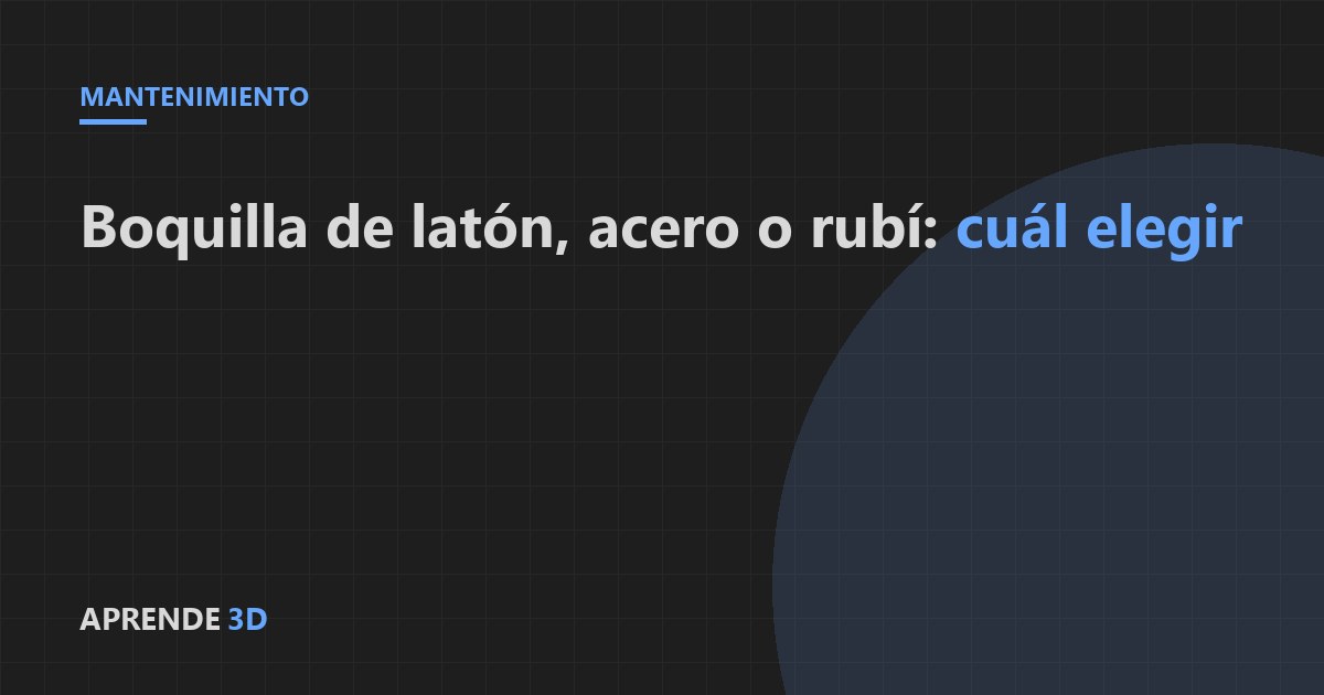 Portada del artículo: tipos de boquilla, latón, acero endurecido o rubí